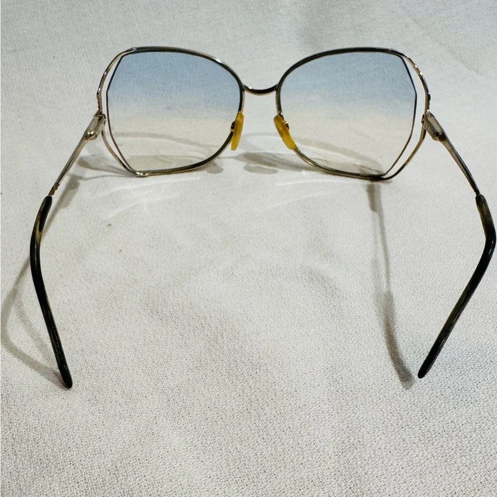 Vtg 80s Safilo Elasta Butterfly Sunglasses Blue Gradient Lenses Italy Oversized